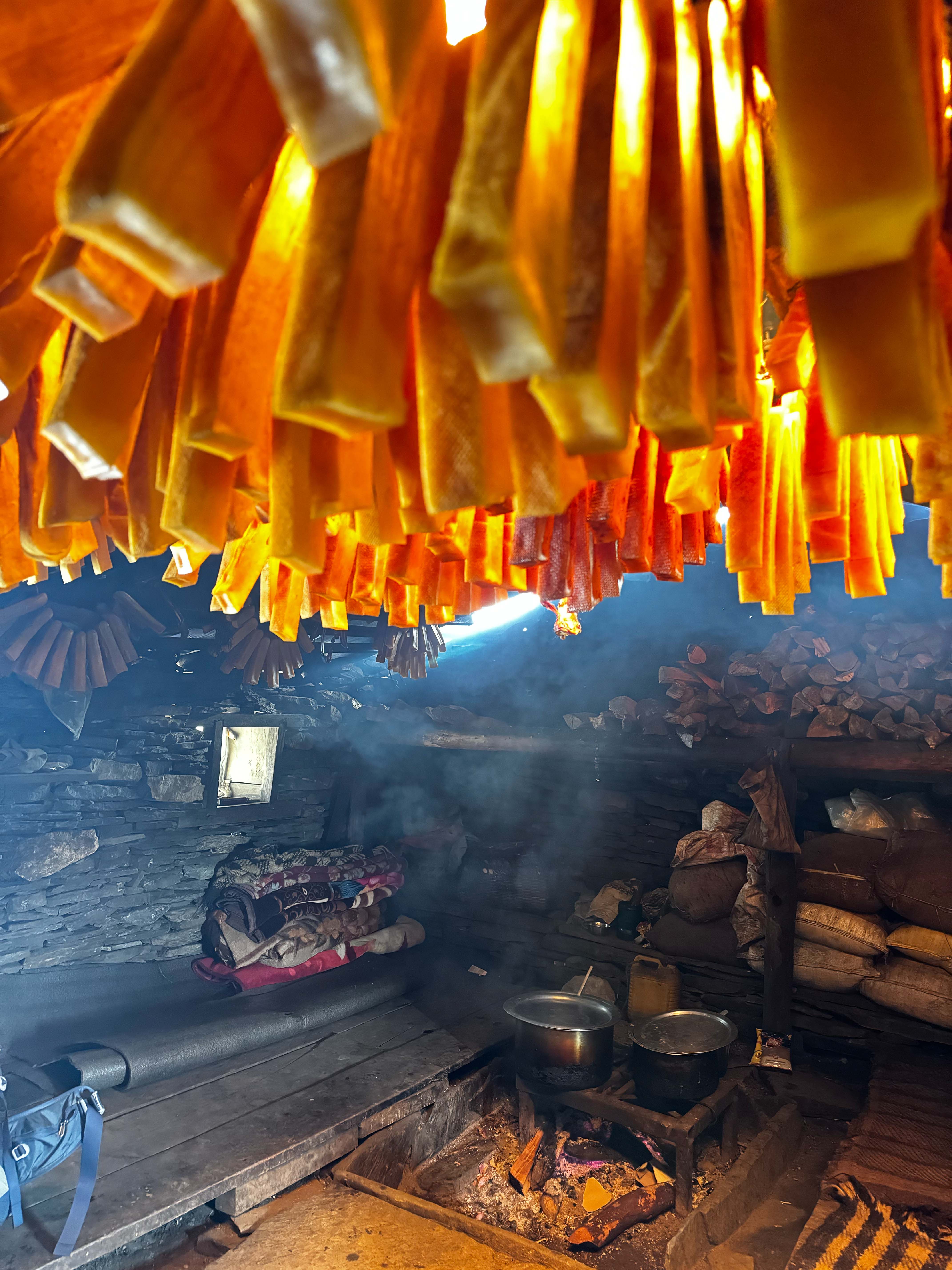Churpi kept in Ghot in Timbung Pokhari, made from Yaks milk found in Kanchenjunga Region captured by Trek 8586