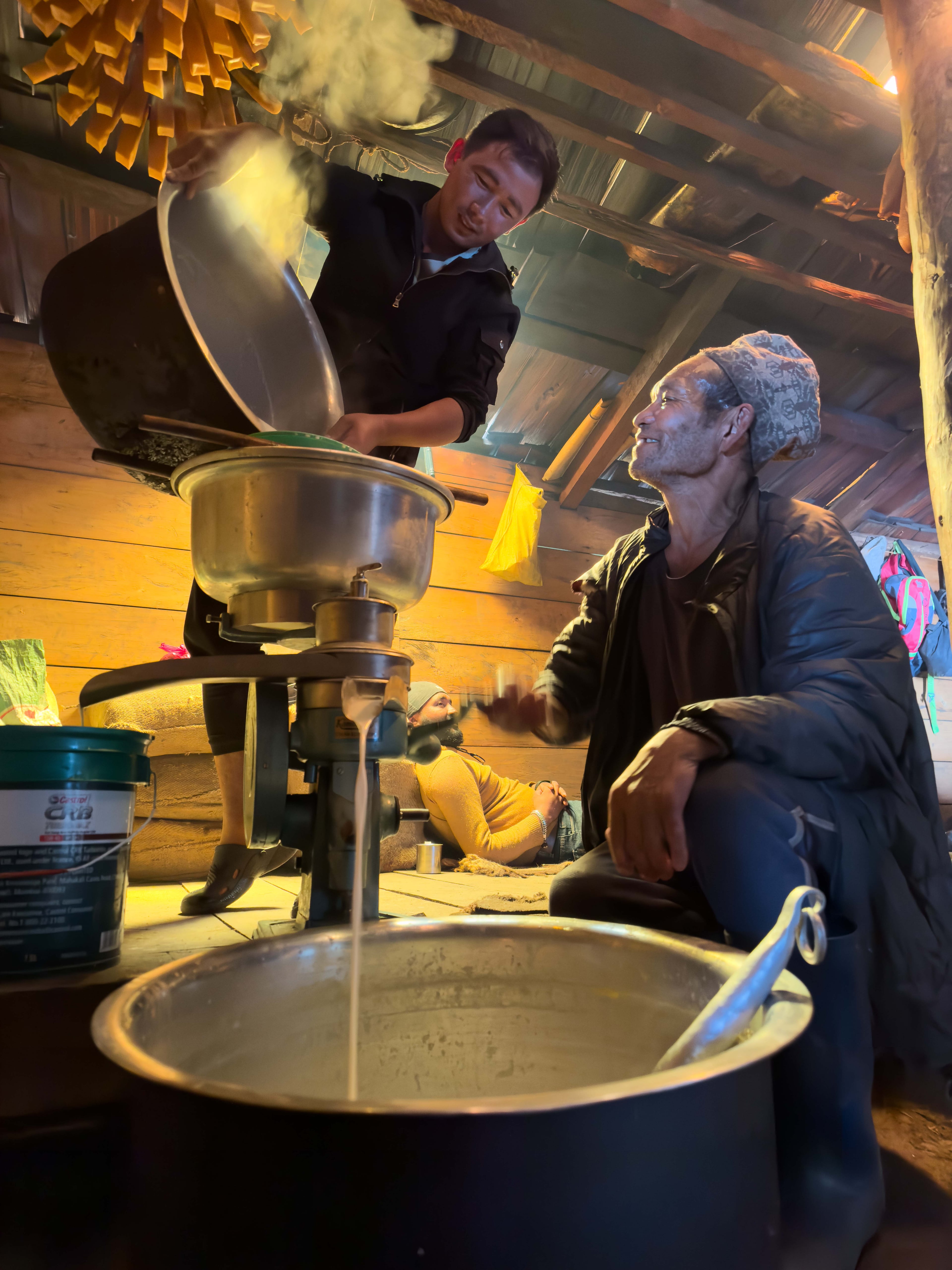 Making of Churpi in Timbung Pokhari Ghot, made from Yaks milk found in Kanchenjunga Region, captured by Trek 8586