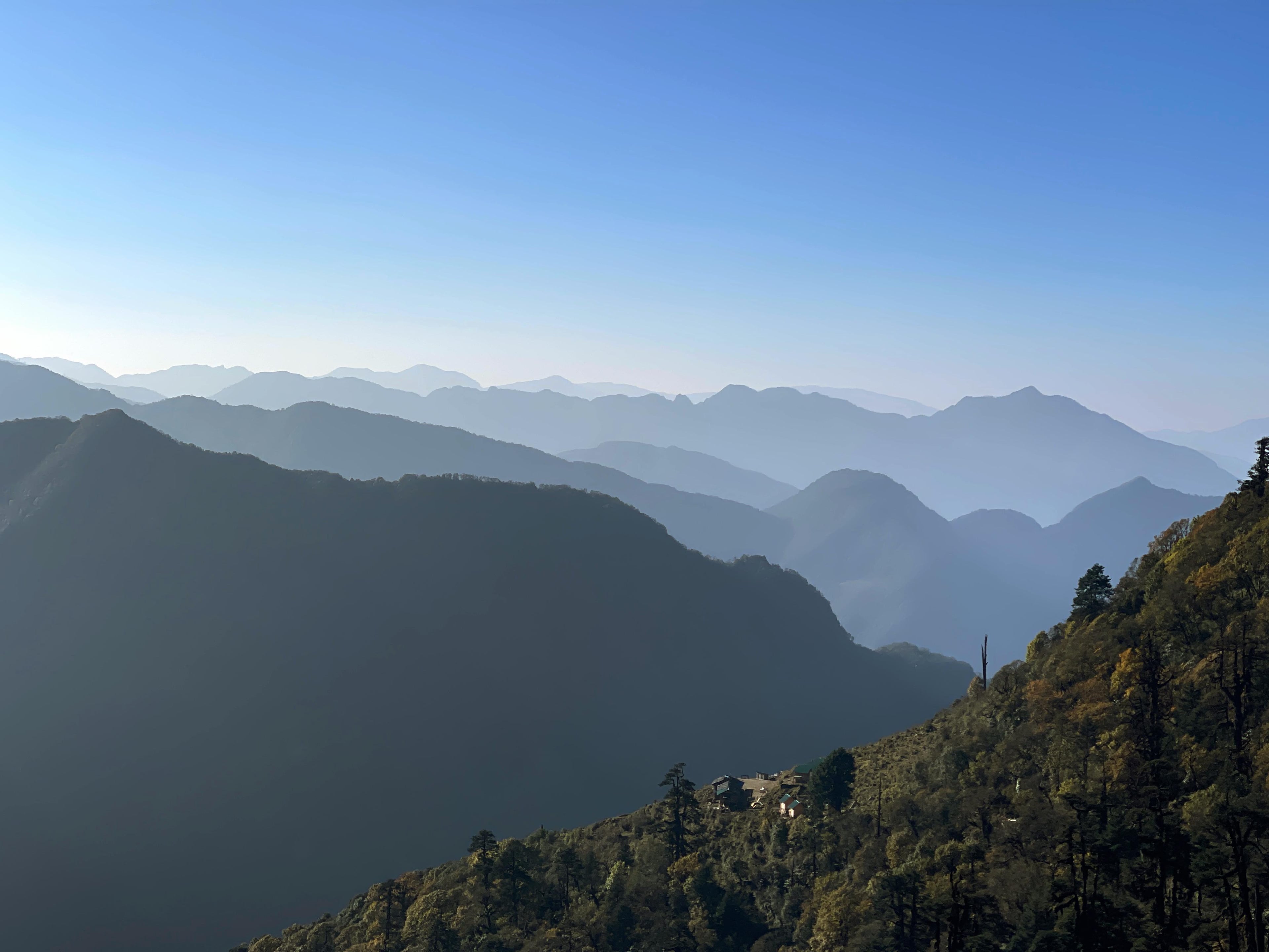 Sandakpur with majestic mountains in the foreground, offering panoramic views and an unforgettable trekking experience in the Kanchenjunga Region of Eastern Nepal.